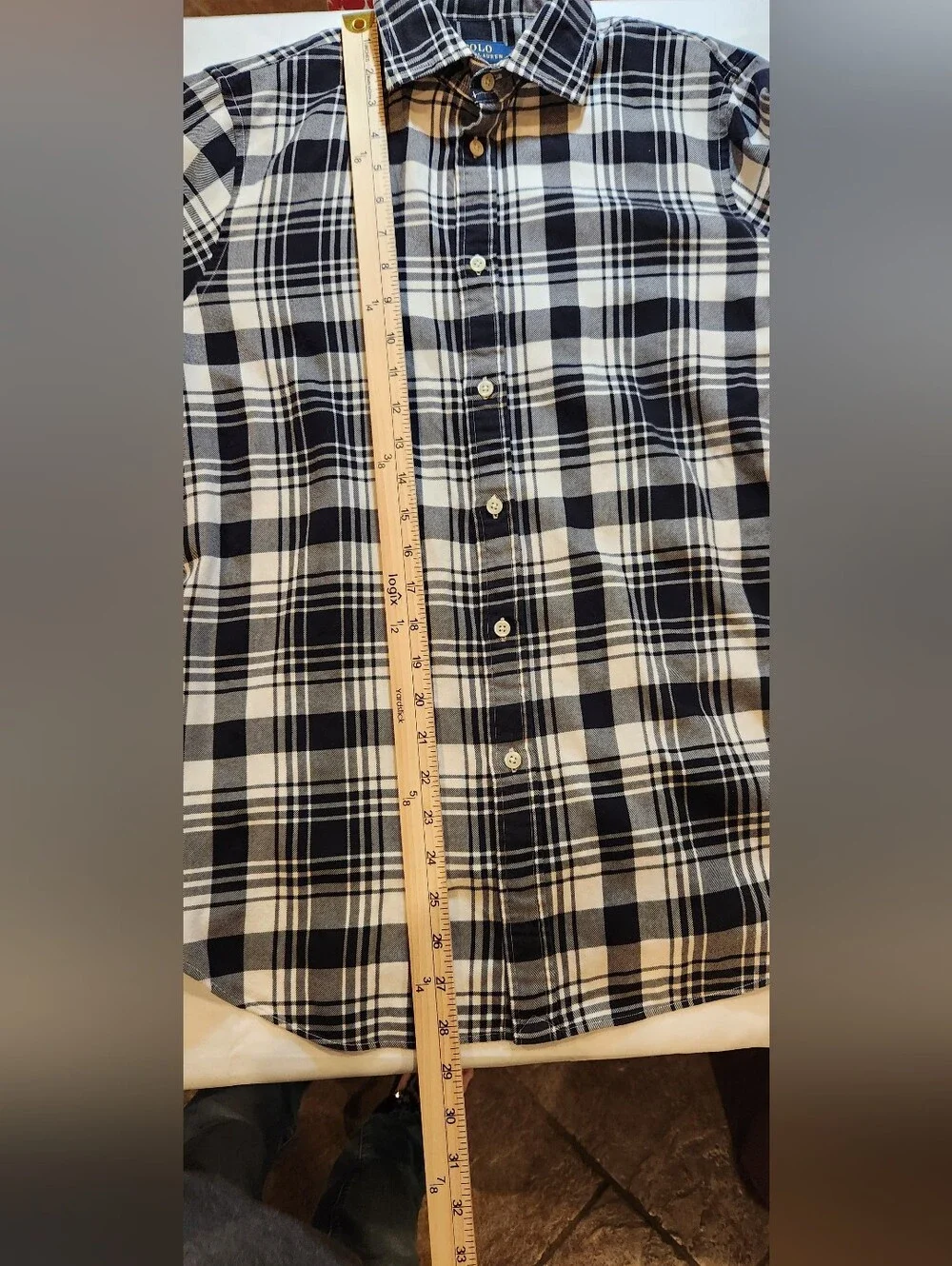 Polo Ralph Lauren Men's Custom Fit Plaid Button Shirt - Size L Black White Plaid